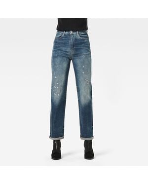 G-Star RAW G-Star Raw Tedie Ultra High Straight Turn Up Ankle Selvedge Jeans - Blue