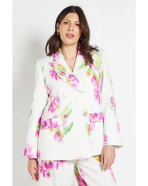 Wallis Floral Satin Blazer Coord - White