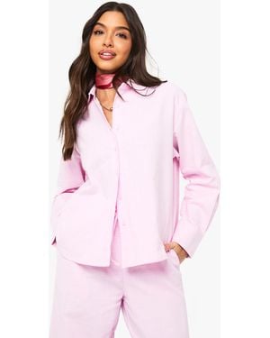 Boohoo Linen Look Oversized Shirt - Pink