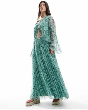 ASOS Volume Pleated Co-Ord Maxi Skirt - Green