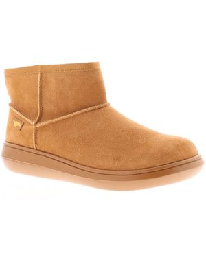 Rocket Dog Boots Ankle Sugar Rush Suede Leather Pull On Camel - Black