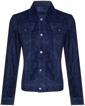 Infinity Leather Goat Suede Jeans Jacket-Adelaide - Blue