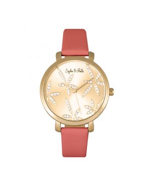 Sophie & Freda Key West Leather-Band Watch W/Swarovski Crystals - Pink