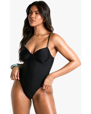 Boohoo Resin Trim Bathing Suit - Black