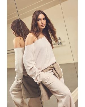 DSGN Studio Deep Waistband Wide Leg Jogger - Natural