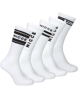 Nicce London 5 Pack Crew Socks - White