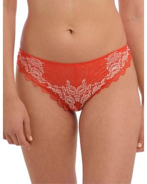 Wacoal Floral Lace Tanga Briefs - Orange