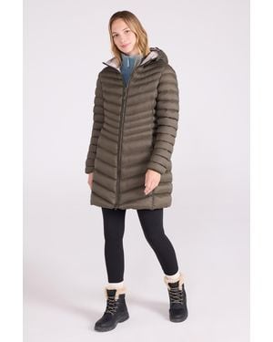 Mountain Warehouse 'Florence' Long Padded Jacket Water Resistant Winter Coat Polyamide - Green