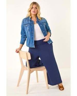 Roman Curve Shirred Wide Leg Trouser - Blue