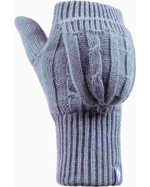 Heat Holders Ladies Cable Knit 2.3 Tog Thermal Winter Fingerless Converter Gloves - Blue