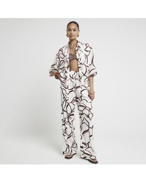 River Island Shirt Abstract Crochet Trim Viscose - White
