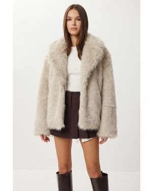 Happiness İstanbul Faux Fur Shawl Collar Jacket - Natural
