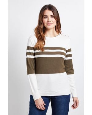 Wallis Colour Block Stripe Knitted Jumper - White