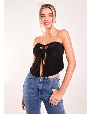 Pink Vanilla Keyhole Butterfly Bandeau Top - Blue