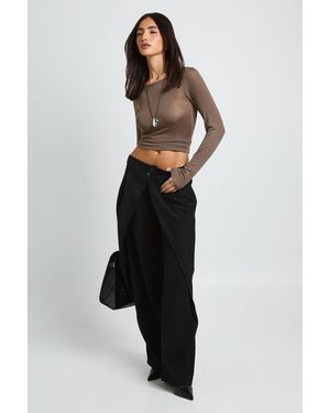 Boohoo Wrap Pleat Detail Barrel Leg Trousers - Black