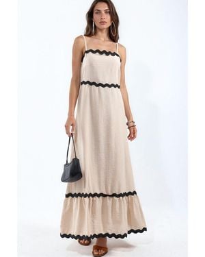 Msn-Collection Strapless Linen Maxi Dress - Natural