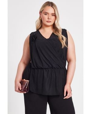 Quiz Curve Peplum Top - Black