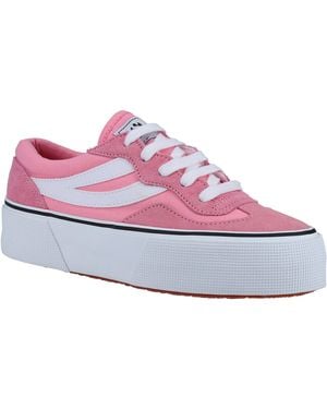 Superga 3041 Revolley Colourblock Platform Leather Trainers - Purple