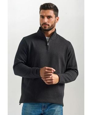 Wrangler Zip Neck Fleece Jumper - Black
