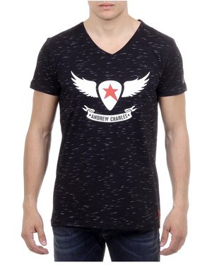 Andrew Charles by Andy Hilfiger T-Shirt Short Sleeves V-Neck Aaron - Black