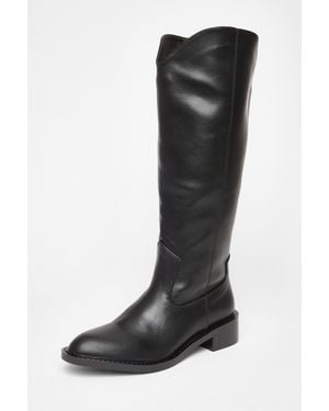 Quiz Faux Leather Riding Boots - Black