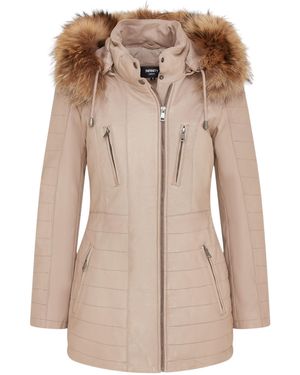 Infinity Leather Quilted Parka Jacket-Winton Lamb Leather - Natural