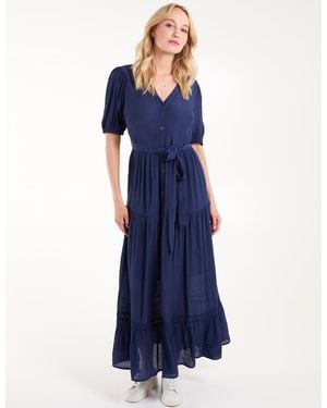 Blue Vanilla Vanilla Button Through Tie Maxi Dress - Blue