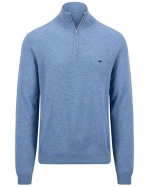 Fynch-Hatton Fynch -Hatton Troyer Half Zip Knitwear Cloud - Blue