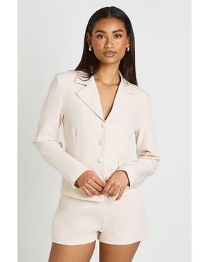 Boohoo Fitted Pocket Detail Blazer - White