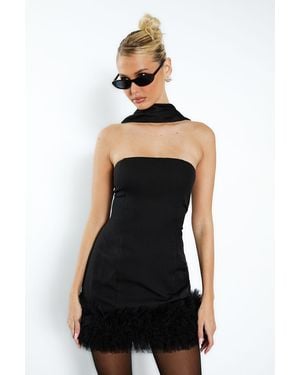 Boohoo Ruffle Hem Mini Dress - Black