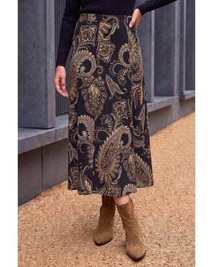 Roman Paisley Print Skirt - Brown