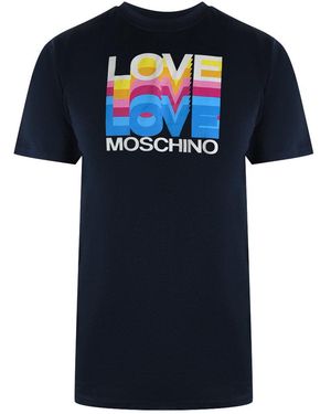 Moschino Love T-Shirt Colourful Logo Cotton - Blue