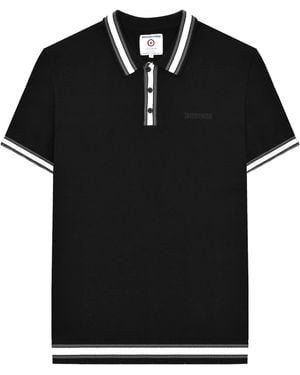 Lambretta Valero Knitted Tipped Short-Sleeved Polo Shirt Cotton - Black