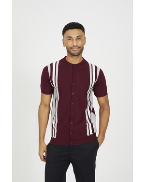 Brave Soul Knitted Short Sleeve Shirt - Red