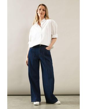 Wallis Seam Detail Wide Leg Jean - Blue