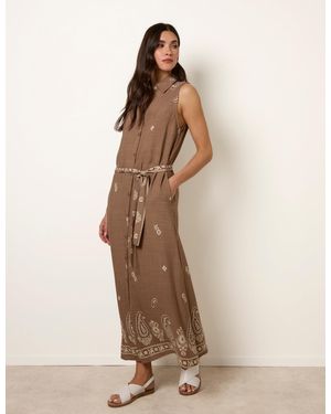 Blue Vanilla Dress With Paisley & Floral Print - Natural