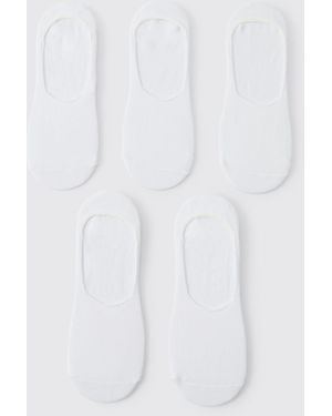 BoohooMAN 5 Pack Plain Invisible Socks - White