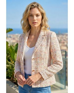 Roman Buttoned Boucle Jacket - Natural