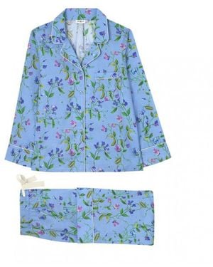 Cath Kidston Sweet Pea Long Woven Pj Set Cotton - Blue