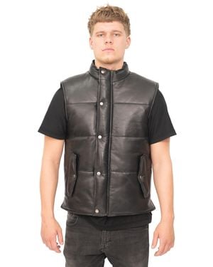 Infinity Leather Classic Puffer Waistcoat-Nottingham - Grey