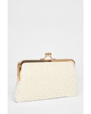 Quiz Bridal Pearl Pouch Bag - Natural