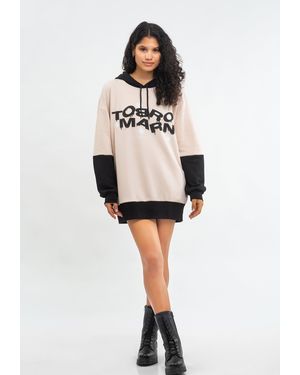 Tom Barron Oversized Jurk Met Capuchon En Logo Op De Rug - Wit