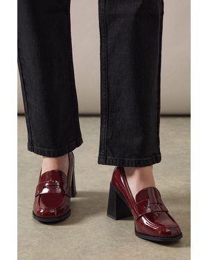Wallis Bai Patent High Heel Penny Loafer - Black