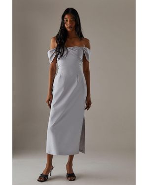 Warehouse Twist Bandeau Column Dress - Grey