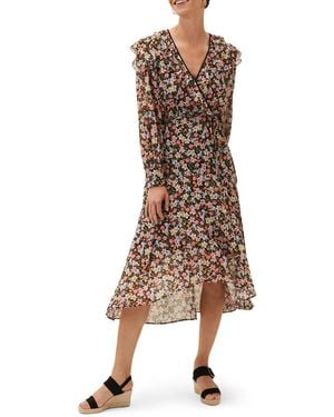 Phase Eight Sadie Floral Chiffon Ruffle Dress - Natural