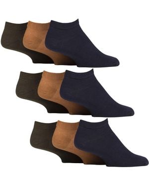 Gentle Grip 9 Pack Diabetic Trainer Socks, Swollen Feet Wide Ankle - Blue