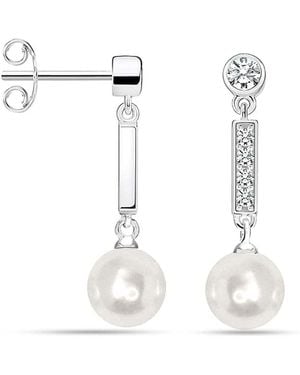 Bibei Asymmetric Pearl And Bar Earrings Bipe061 - White
