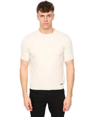 Duck and Cover Marvela Knitted T-Shirt (Light Stone) - White