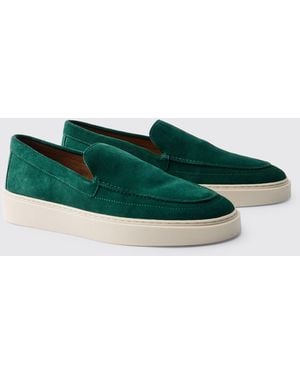 BoohooMAN Leather Loafer - Green