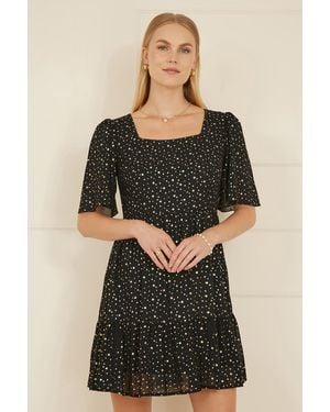 Mela London Star Print Skater Dress Polyamide - Black